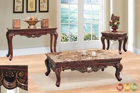 Coffee End Table Set W Marble Tops