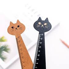 quality wood ruler with cute cat design