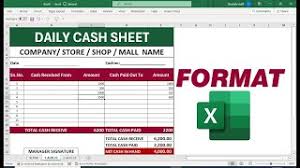 daily cash report format in excel free