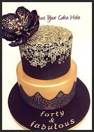 40th Birthday Cake For Her Black And Gold gambar png