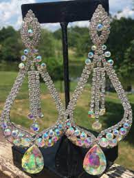 crystal pageant statement earrings