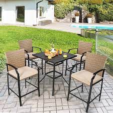 Gymax 5 Piece Metal Patio Bar Stool And