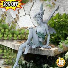 Garden Fairy Statue Sitting Girl Resin