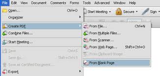 pdf from blank page with acrobat 8