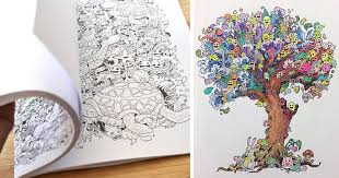 Buku mewarnai dewasa, betulkah bisa atasi stres? Coloring Book For Adults Titled Doodle Invasion By Kerby Rosanes Bored Panda