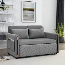 j e home 73 in w gray polyester full size convertible 2 seat sleeper sofa bed adjule loveseat couch with adjule backrest
