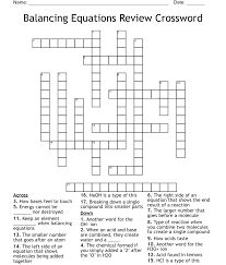 Balancing Equations Review Crossword