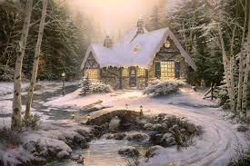 Winter Light Cottage By Thomas Kinkade