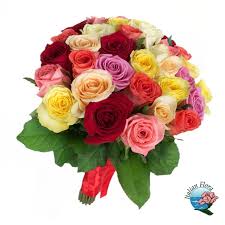 multi coloured roses bouquet italian