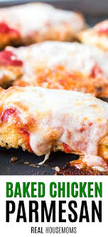 This baked chicken parmesan recipe is easy and delicious and ready to serve in 30 short minutes. Baked Chicken Parmesan With Video Real Housemoms