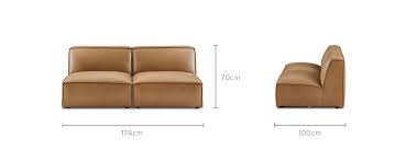 jonathan leather armless 3 seater sofa