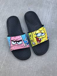 See more ideas about nike slides, nike, nike sandals. Spongebob Squarepantsthemed Hand Painted Nike Slides Aka Sandals Flip Chadcantcolor