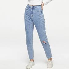 2020 Ripped Mom Jeans Women Fashion High Waist Jeans Light Blue Denim Trousers Mom Cintura Alta Vintage Plus Size From Victoriata 25 87 Dhgate Com