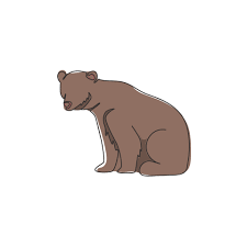 line drawing of cute grizzly bear