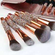 10 piece sparkling makeup brush set