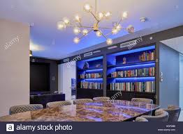 Communal Meeting And Leisure Suite Featuring Coloured Led Book Shelf Stock Photo Alamy