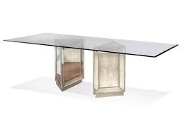 Silver Beaded Base Glass Table
