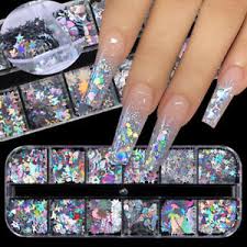 Well, it's no secret that one of my favourite designs to. Nail Art Flakes 3d Decor Tip Diy Glitter Laser Sequins Holographic 12 Grids Set Ebay