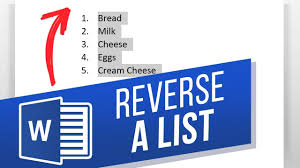 how to reverse a list in word you
