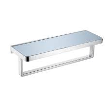 Lexora Bagno Bianca Stainless Steel White Glass Shelf W Towel Bar Chrome