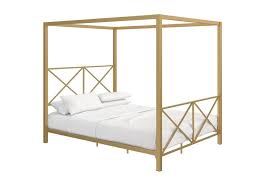 dhp gold queen canopy bed in the beds