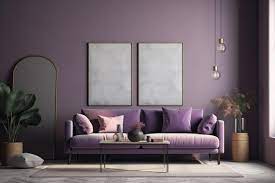 A Purple Living Room With A Purple Sofa