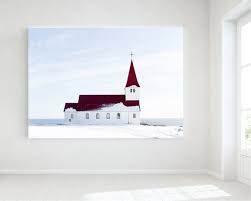 Red Roof Church In Winter Farmhouse