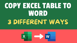 how to copy excel table to ms word 4