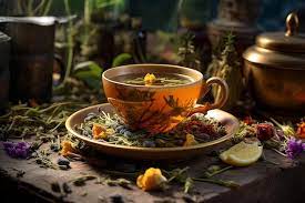 Premium AI Image | Cup of herbal tea with various herbs