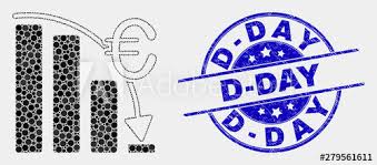 Dot Euro Crisis Chart Mosaic Icon And D Day Stamp Blue