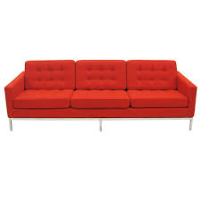 Early Florence Knoll 3 Seat Sofa In Red