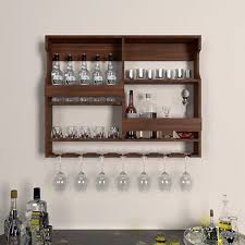 Luxurious Walnut Wooden Bar Wall Shelf