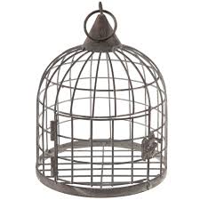 Gray Distressed Metal Bird Cage Hobby