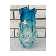 Rare Blue Murano Glass Vase Mid