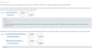 Journalize the december 31 adjusting entries based upon the following: Adjusting Entries Hahn Flooring Company Uses A Chegg Com