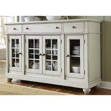 Dove Gray 4 Glass Door Wood Buffet