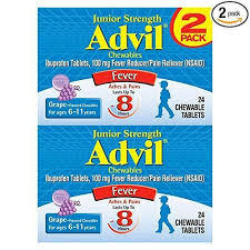 Advil Junior Strength Ibuprofen Fever Reducer Pain Reliever 100 Mg Chewable Tab