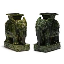 green elephant garden stools