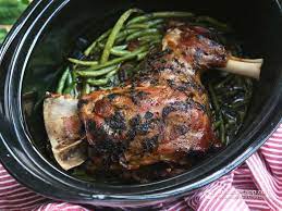 slow cooked lamb with mint green