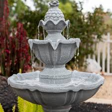 Water Fountain Grey Resin Outdoor