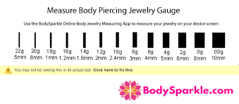 Ring Gage Size Chart 6mm Earring Size Chart Body Jewelry