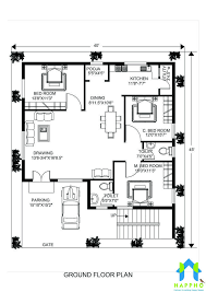 40x45 Floor Plan Design For 3 Bedroom