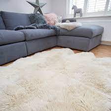 a huge luxe oyster sheepskin rug