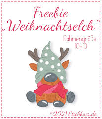 freebie weihnachtselch stickdatei