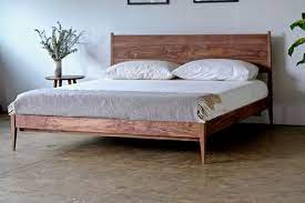 Mid Century Modern Walnut Bed Solid