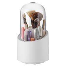 makeup brush holder with lid rotatable