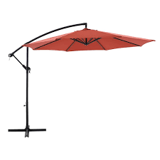Offset Red Round Outdoor Umbrella 10