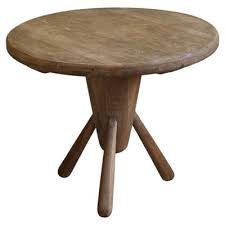 Danish Modern Oak Round Side Table In