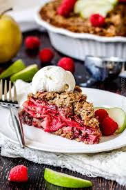 raspberry apple pie with oatmeal cookie