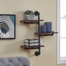 Vertical Staggered Pipe Wall Shelf Unit
